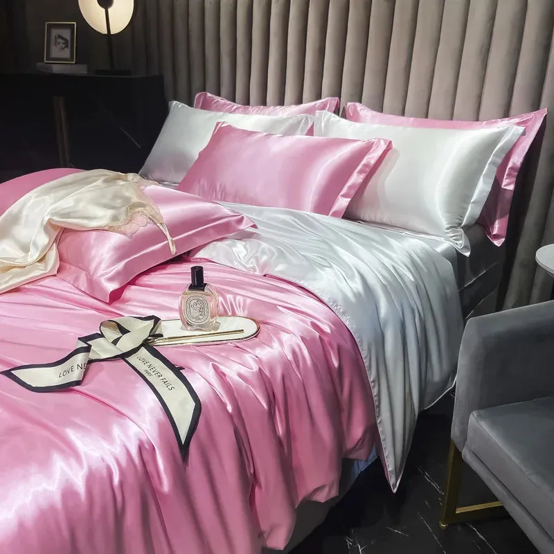 100% Mulberry Silk Bedding Set, 4pcs Duvet, Sheets, Pillowcases, King/Queen/Twin