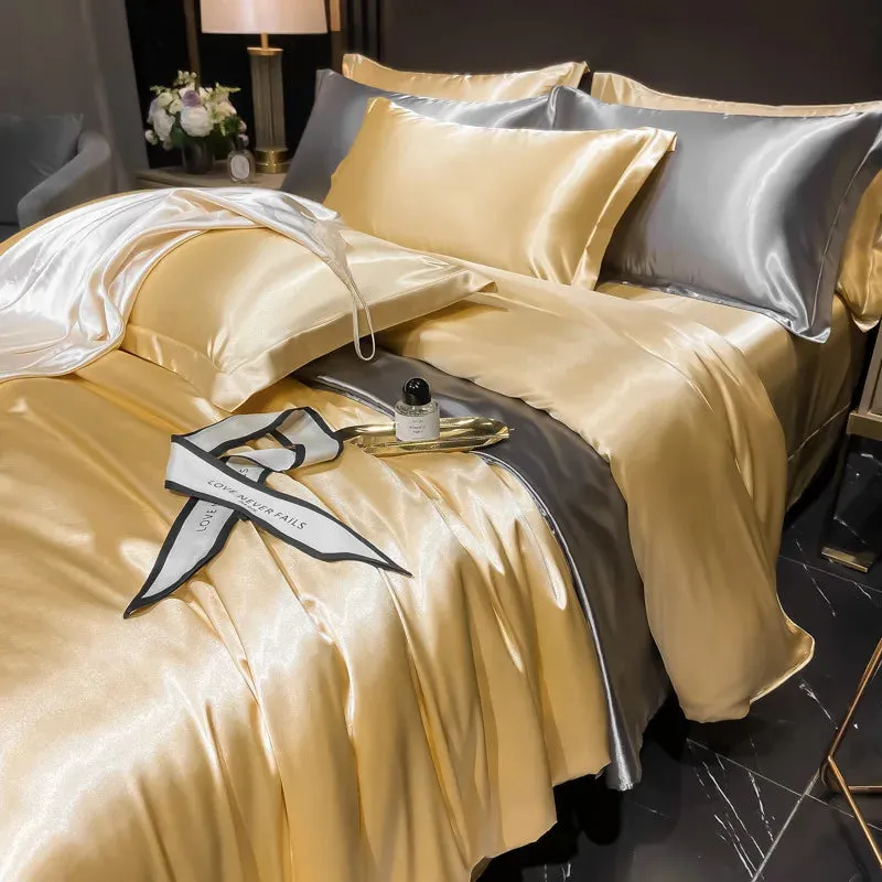 100% Mulberry Silk Bedding Set, 4pcs Duvet, Sheets, Pillowcases, King/Queen/Twin