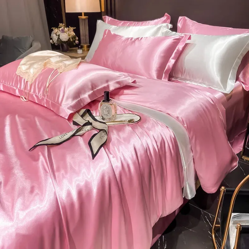 100% Mulberry Silk Bedding Set, 4pcs Duvet, Sheets, Pillowcases, King/Queen/Twin