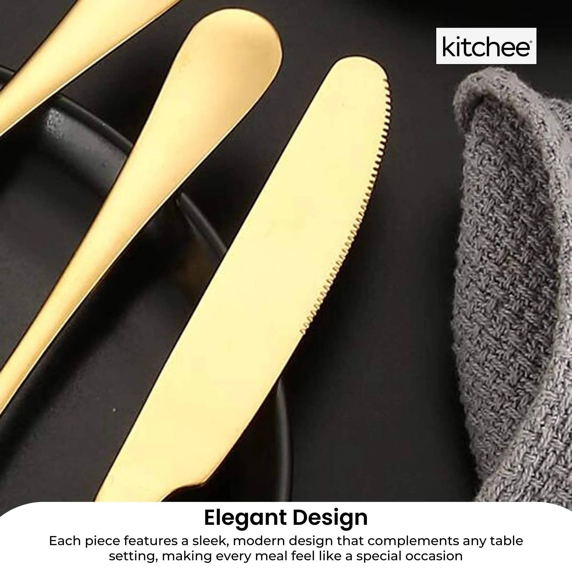 16-Piece Gold Cutlery Set | Stainless Steel Flatware | Knife, Fork, Spoon | Gift Box