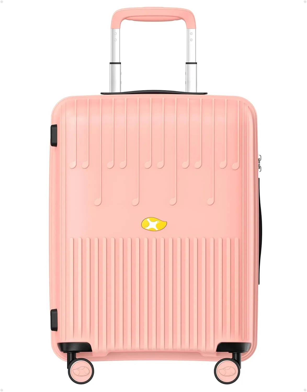 20 Inch PP Carry-on Luggage with Spinner Wheels and TSA Lock, Airline Approved Lightweight Hardside Suitcase for Travel, Hard Shell Suitcase for Men Women, 20", Pink