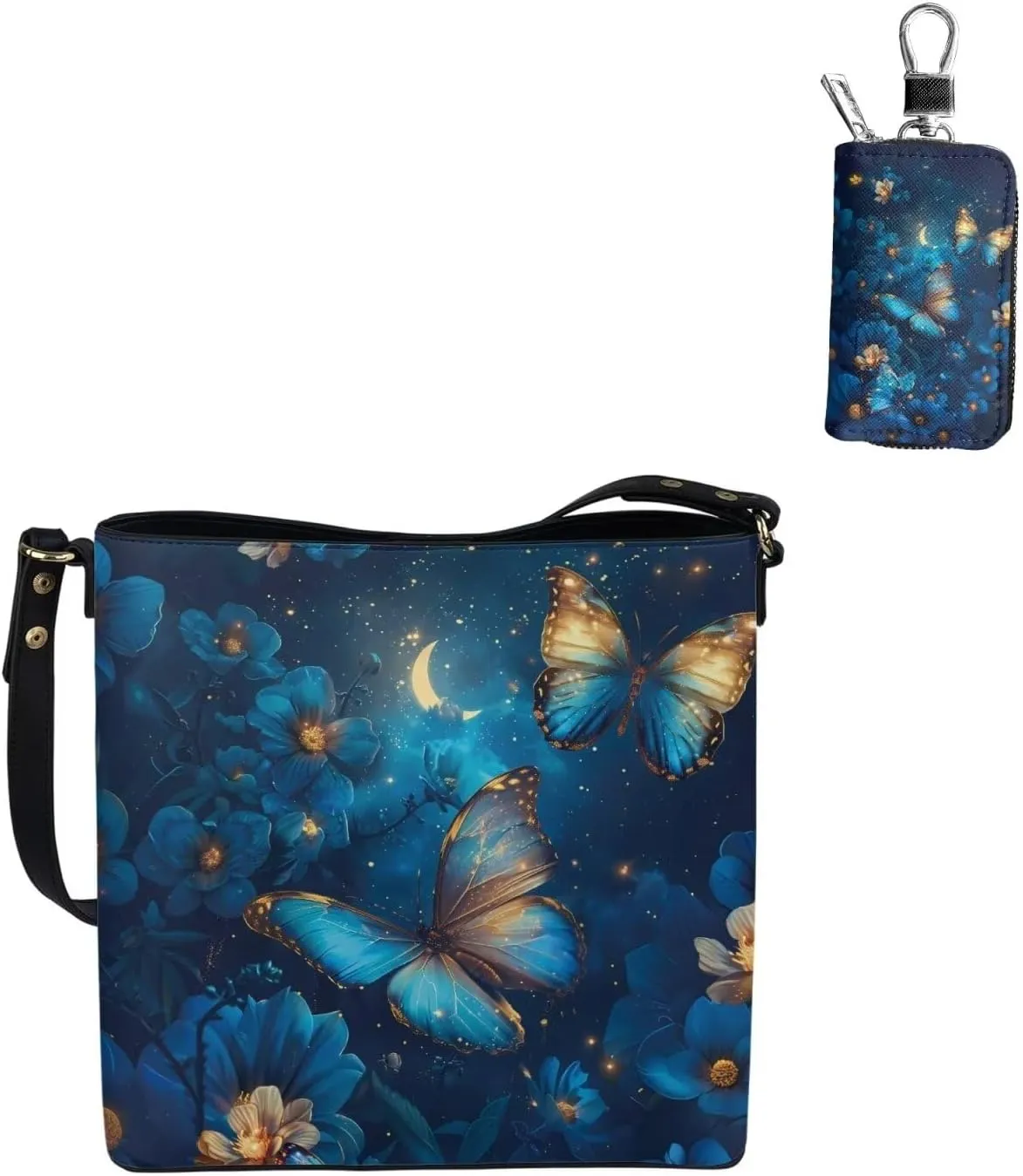 2Pcs Shoulder Bags Set Tote Bag Crossbody Bags for Women Car Key Fob Cover