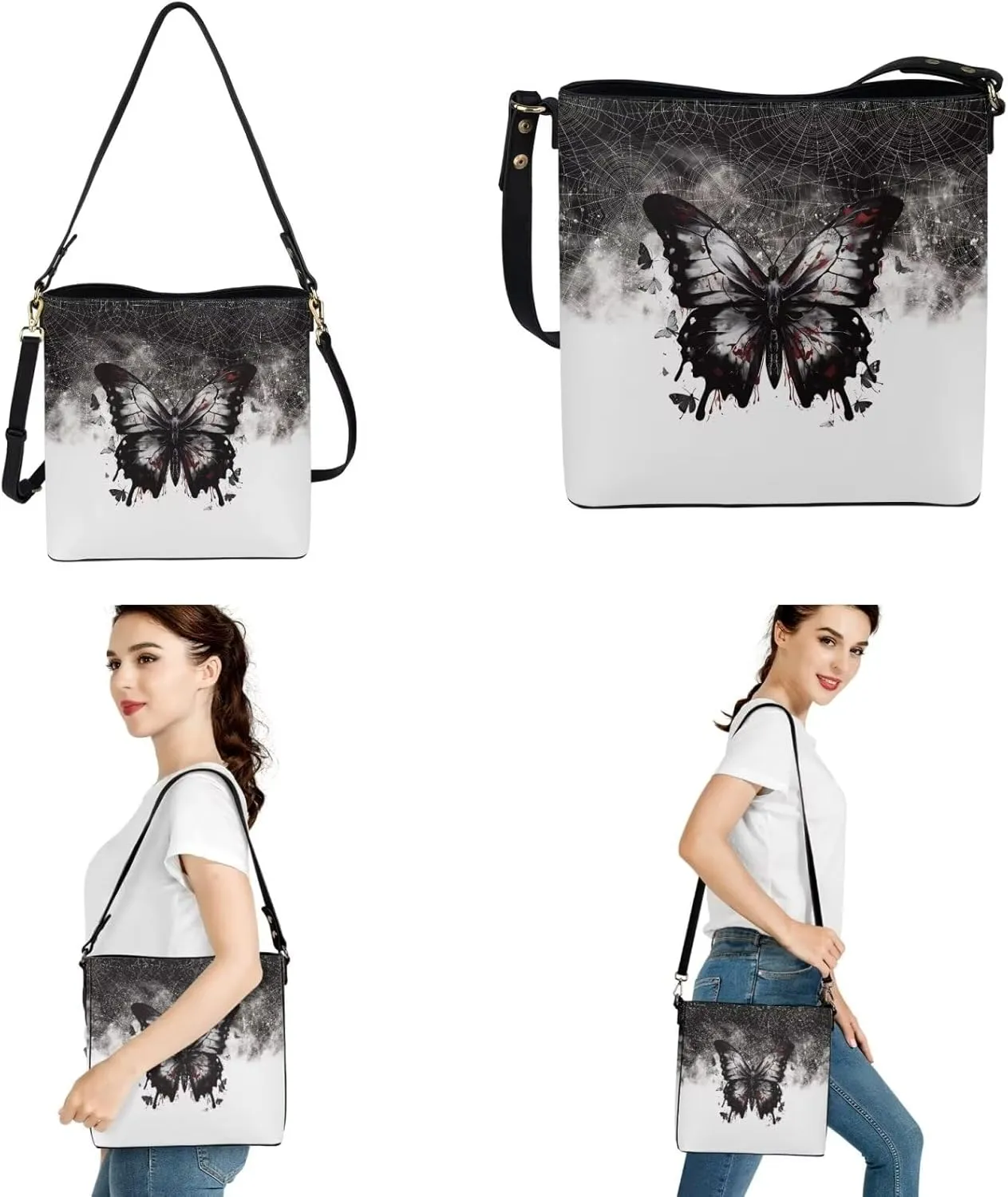2Pcs Shoulder Bags Set Tote Bag Crossbody Bags for Women Car Key Fob Cover