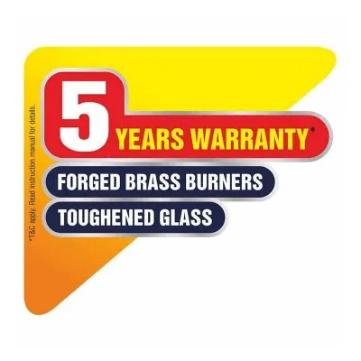3 Burner Free Standing Glass Hob Forged Brass Burner with Flame Failure Device Auto Ignition (1073 FSFBBWFFDAI)