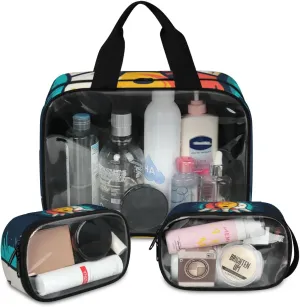 3 Piece Bowling Cosmetic Bag Translucent Cosmetic Bag Clear Storage Bags Portable Toiletry Bag Makeup Bags With Zipper PVC Cosmetic Pouch For Travel Camping