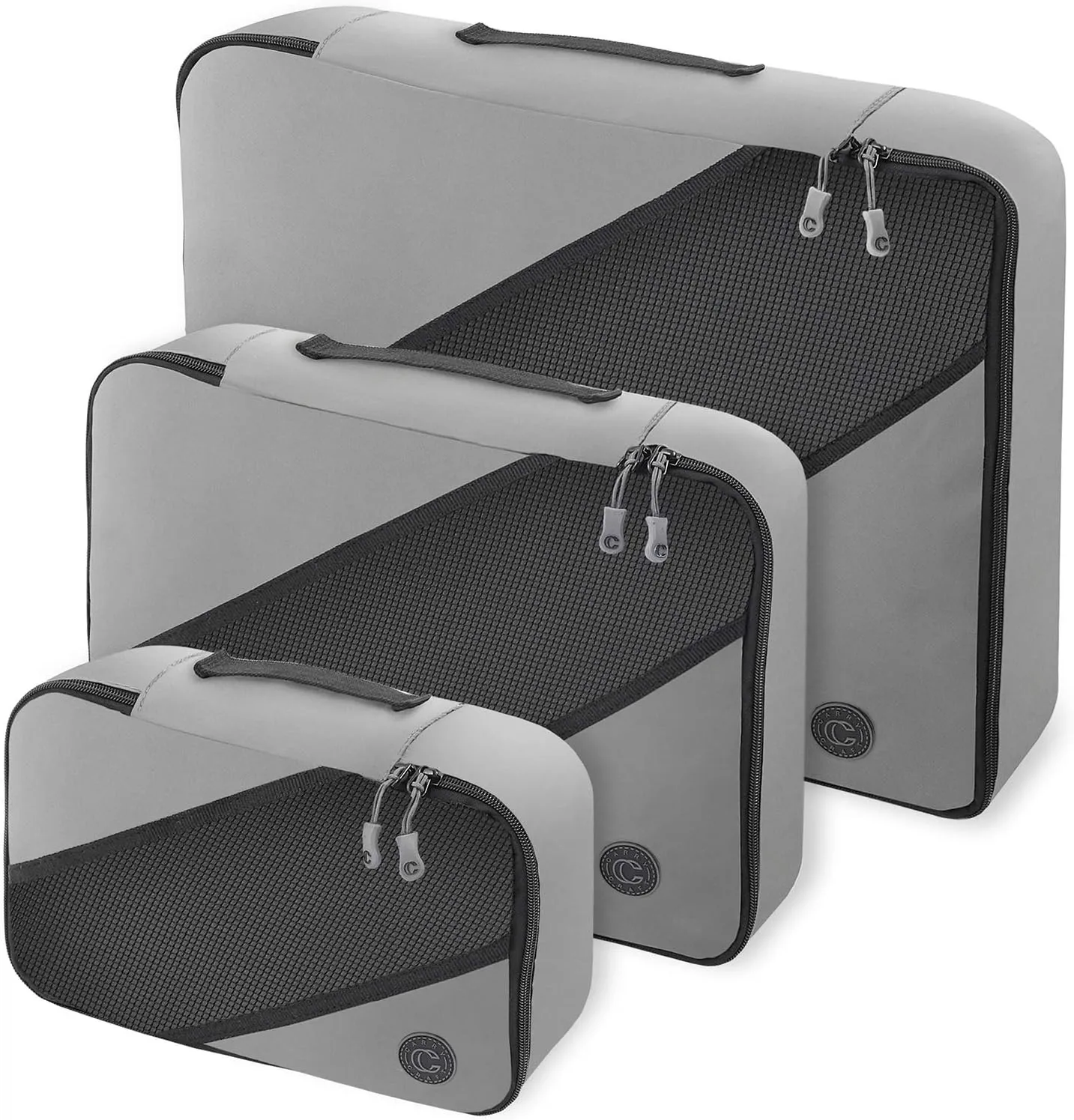 3 Piece Packing Cube Set for Suitcases - Gray, Luggage Organizer Set for Garment Bag, Carry On, Backpack, Travel Accessories