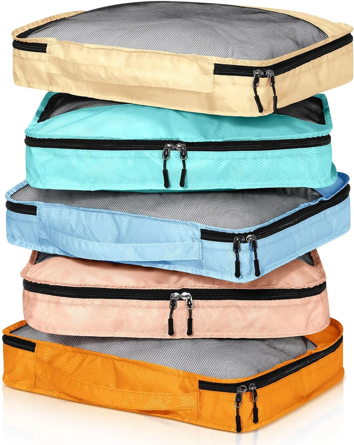 5 Pcs Packing Cubes for Suitcase Large Travel Cubes Carry on Luggage Organizer Bags for Clothes Accessories(M,Pastel)