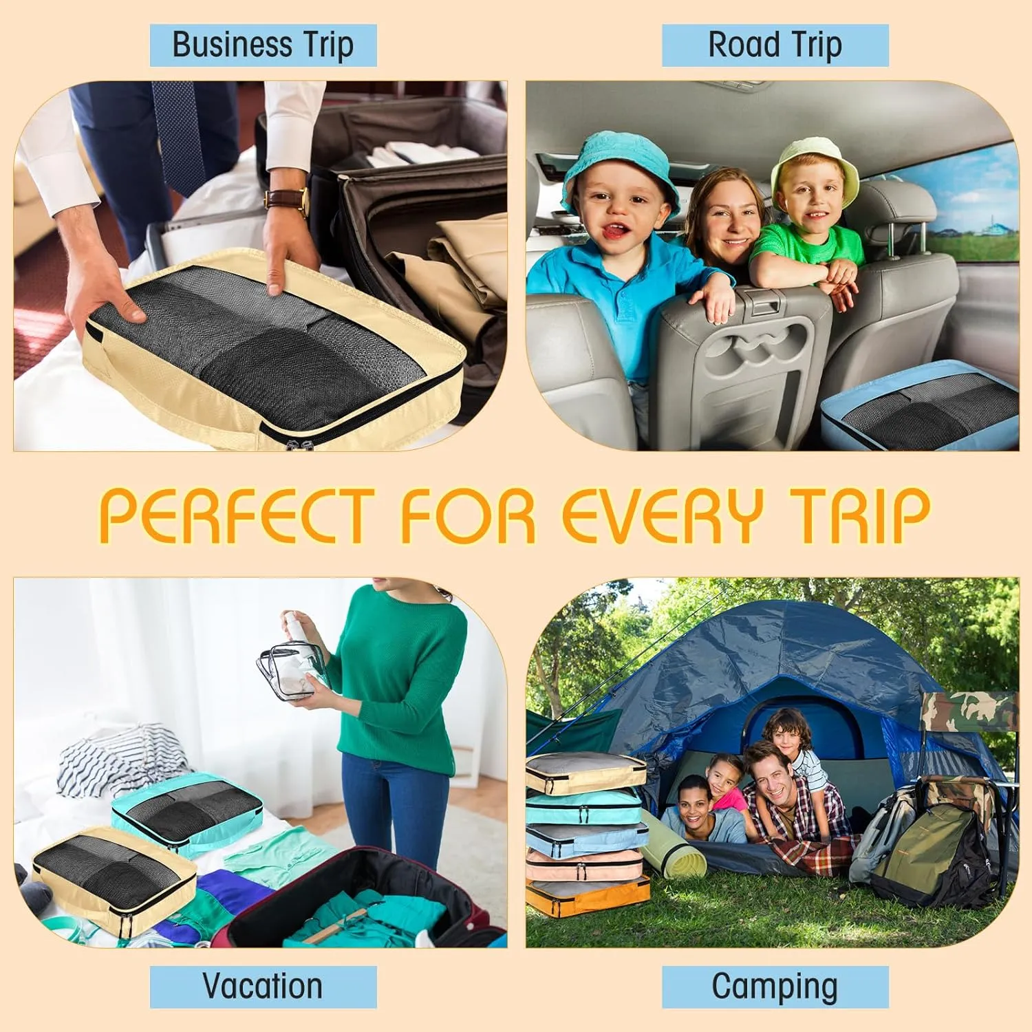 5 Pcs Packing Cubes for Suitcase Large Travel Cubes Carry on Luggage Organizer Bags for Clothes Accessories(M,Pastel)