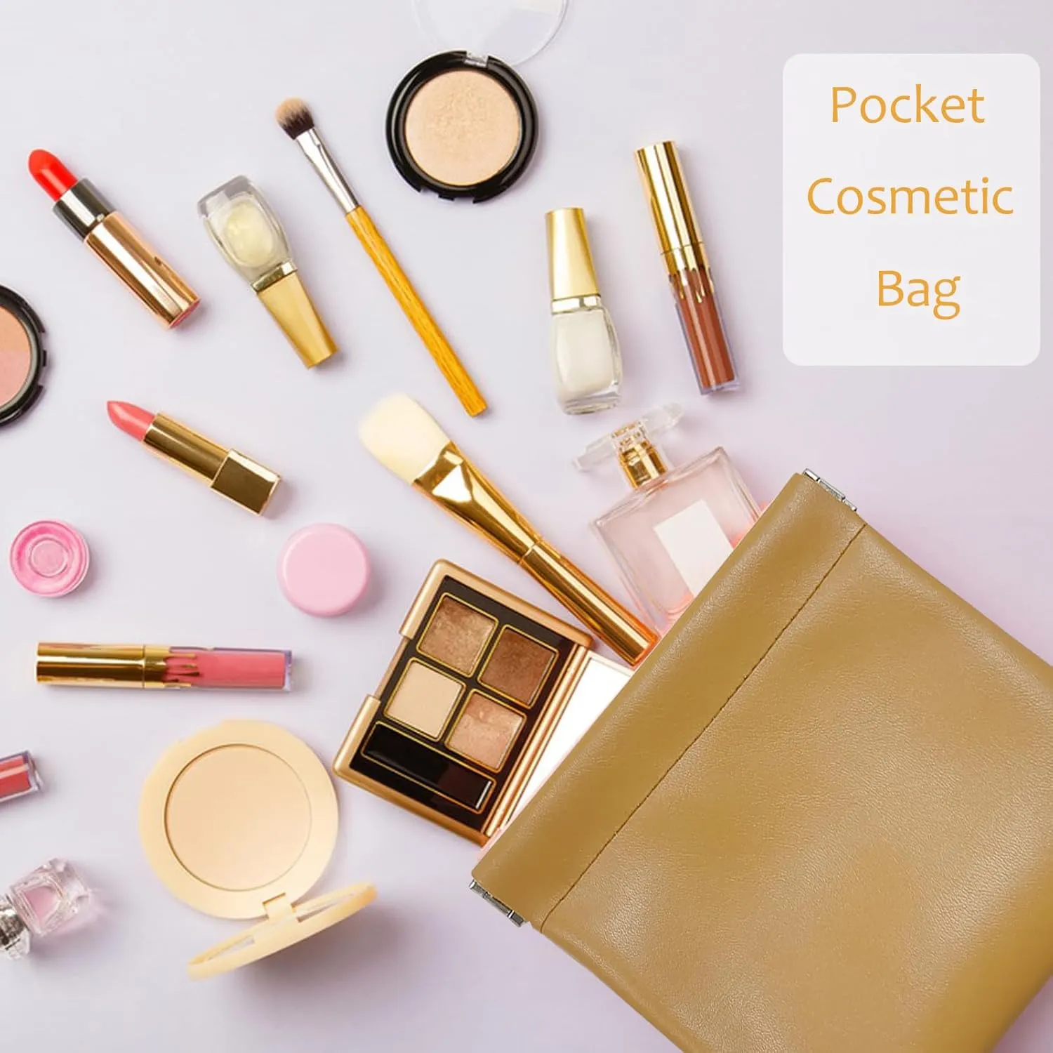 6 Pcs Pocket Cosmetic Bag, Small Makeup Bag for Purse, Mini Travel Storage bag, Waterproof No Zipper Self-closing Small Makeup Pouch for Women (4Pcs A)