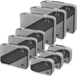 9 Piece Packing Cube Set for Suitcases - Gray, Luggage Organizer Set for Garment Bag, Carry On, Backpack, Travel Accessories