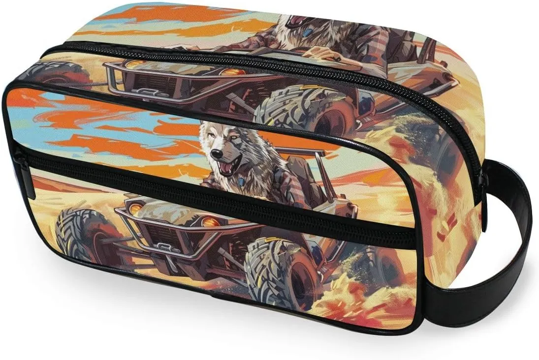 ALAZA Travel Toiletry Bag Hanging Dopp Kit Shaving Bag Large Cool Wolf Toiletries Organizer Accessories Bags for Men Women