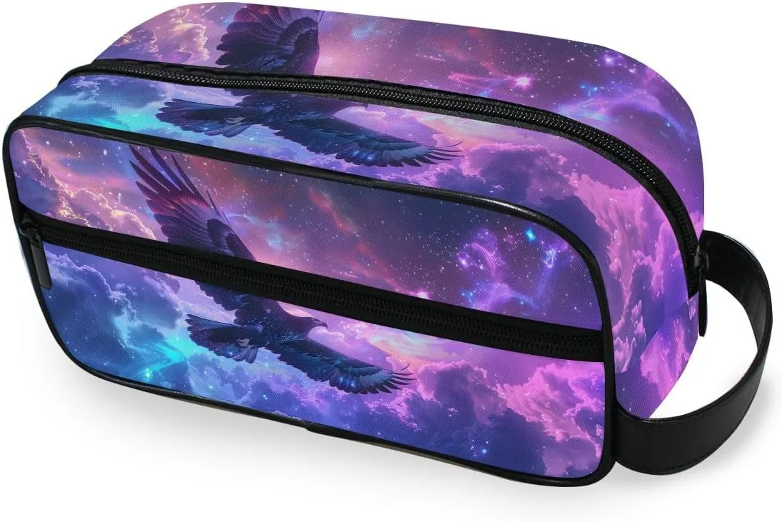 ALAZA Travel Toiletry Bag Hanging Dopp Kit Shaving Bag Large Falcon Nebula Toiletries Organizer Accessories Bags for Men Women