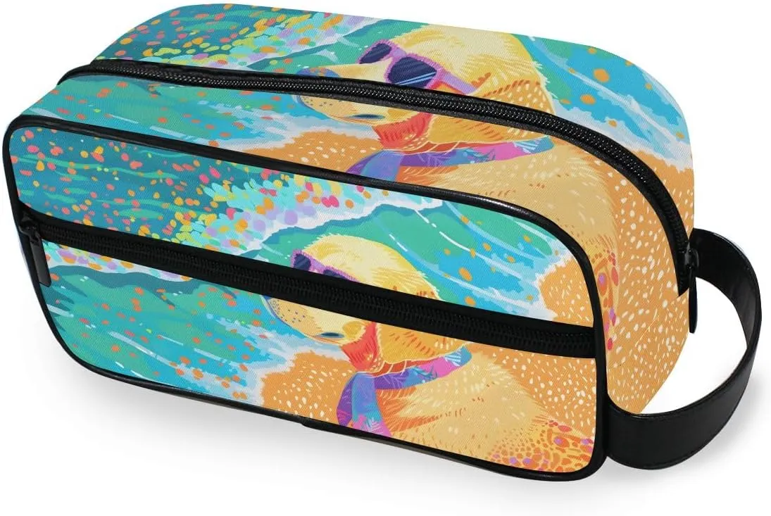 ALAZA Travel Toiletry Bag Hanging Dopp Kit Shaving Bag Large Retriever Beach Toiletries Organizer Accessories Bags for Men Women