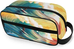 ALAZA Travel Toiletry Bag Hanging Dopp Kit Shaving Bag Large Surf Cartoon Toiletries Organizer Accessories Bags for Men Women