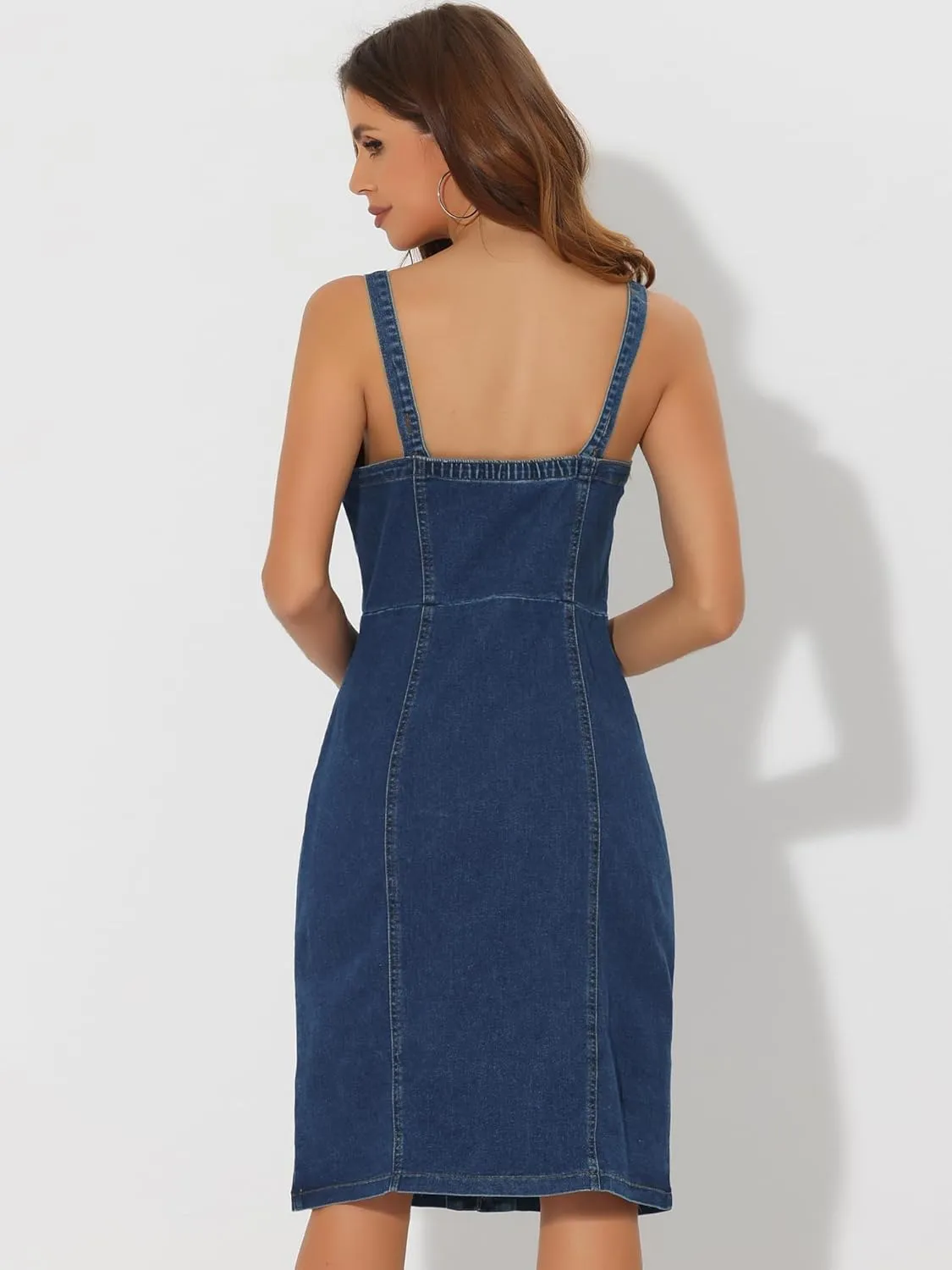 Allegra K Button Down Denim Dress for Women's Summer 2025 Sleeveless Sweetheart Neck Jeans Dresses
