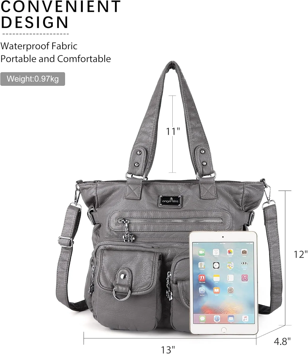 Angelkiss Purses Handbags for Women PU Tote Satchel Bags for Women Pockets Shoulder Bags