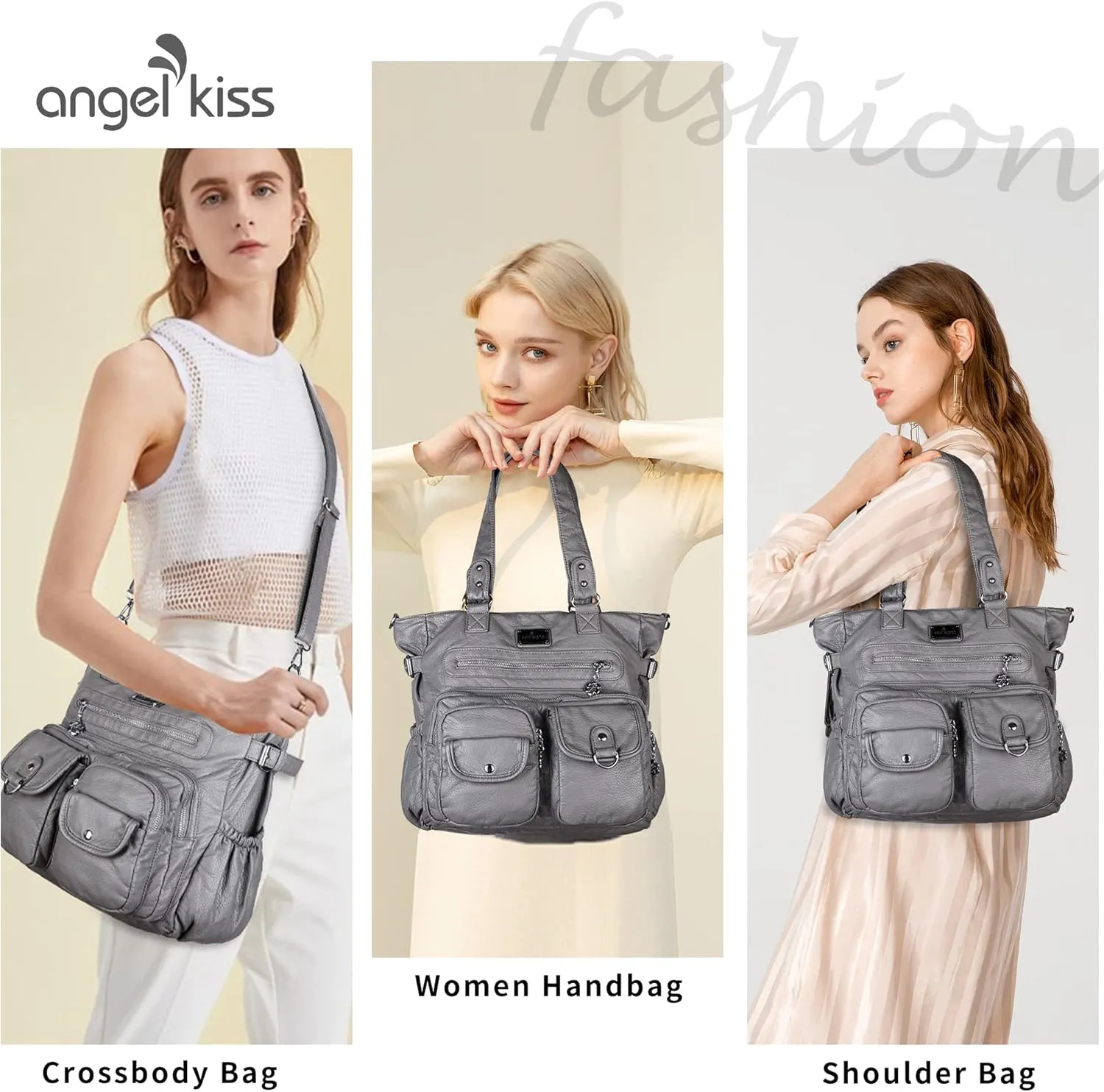 Angelkiss Purses Handbags for Women PU Tote Satchel Bags for Women Pockets Shoulder Bags