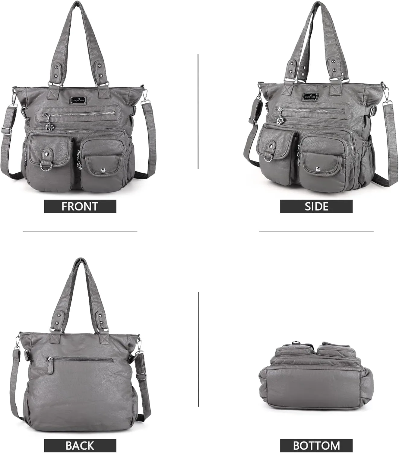 Angelkiss Purses Handbags for Women PU Tote Satchel Bags for Women Pockets Shoulder Bags