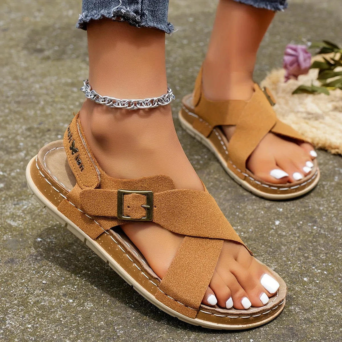 Ankle Strap Flat Sandals  Casual Open Toe Summer Footwear