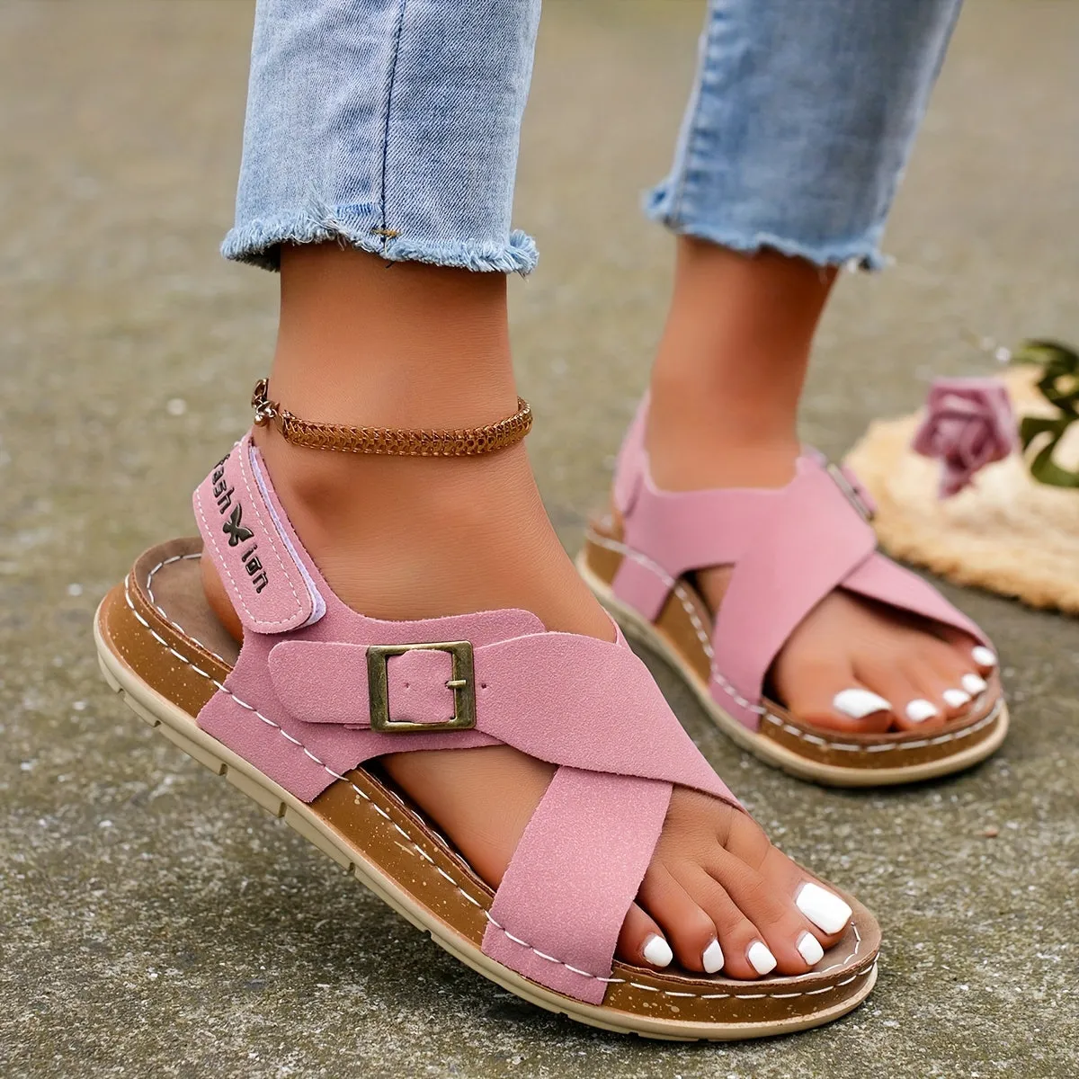 Ankle Strap Flat Sandals  Casual Open Toe Summer Footwear