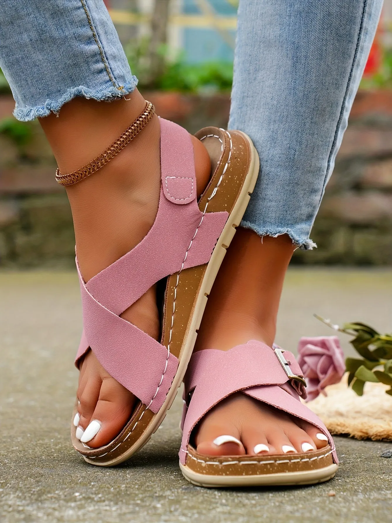 Ankle Strap Flat Sandals  Casual Open Toe Summer Footwear