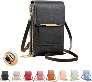 Anti-theft Leather Bag, Phone Crossbody Bags for Women, Touchscreen Phone Wallet PU Leather Crossbody Bag