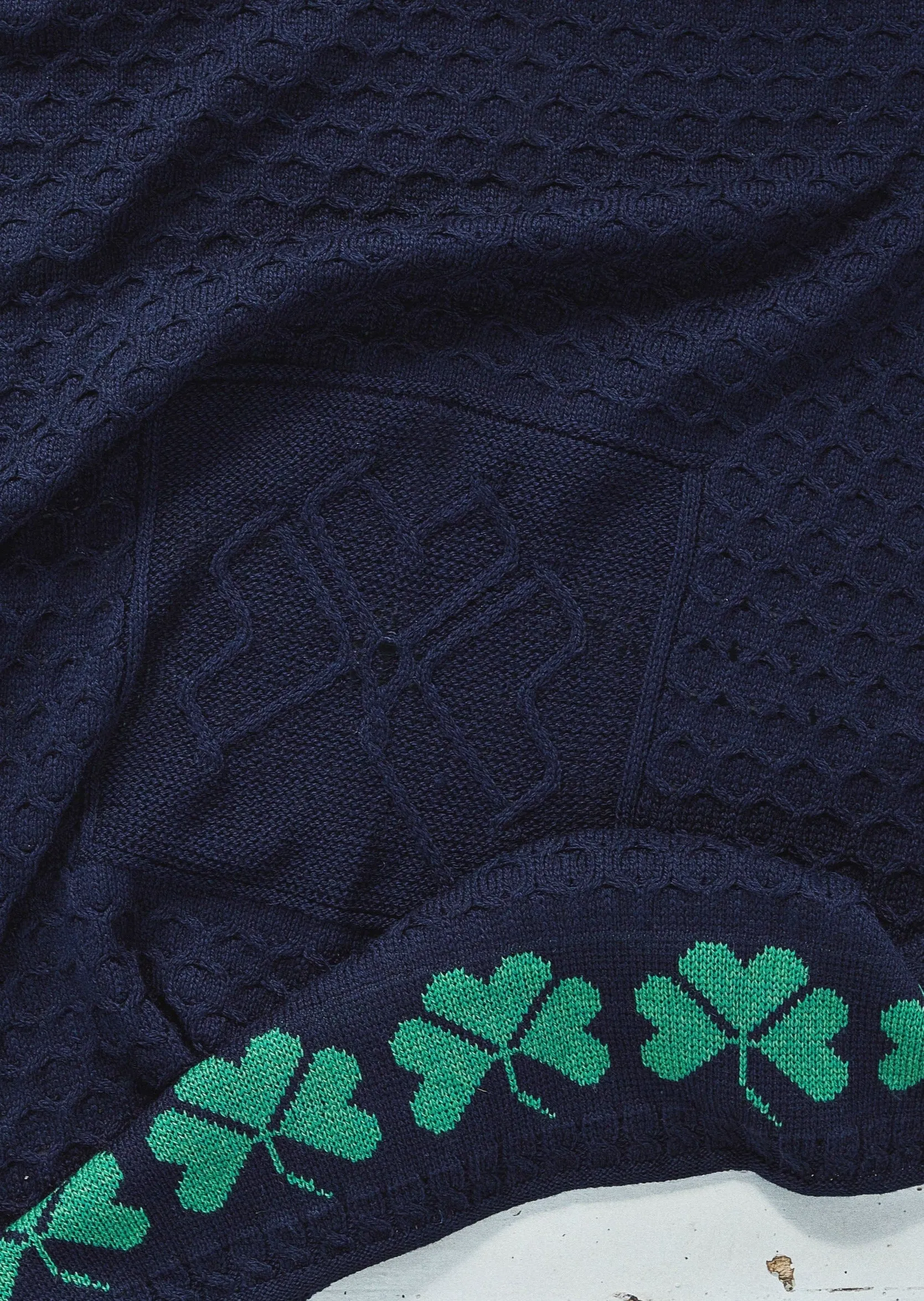 Aran Shamrock Blanket | Navy