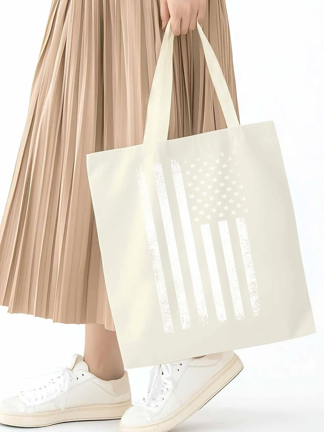 Black American Flag Canvas Tote Bag, Vintage Aesthetic Canvas Tote Handbags for Women Shoulder Bag