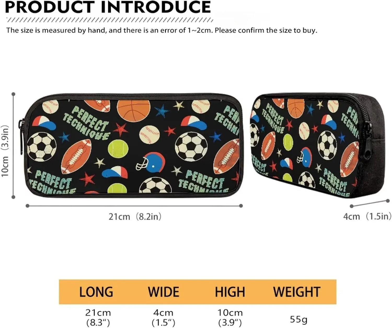 Boys School Backpack with Lunch Bag 3 in 1 Balls Print Pen Case for Kids Elementary School Backpack 17 inch with Laptop Compartment and Insulated Lunch Box with Zipper Pockets