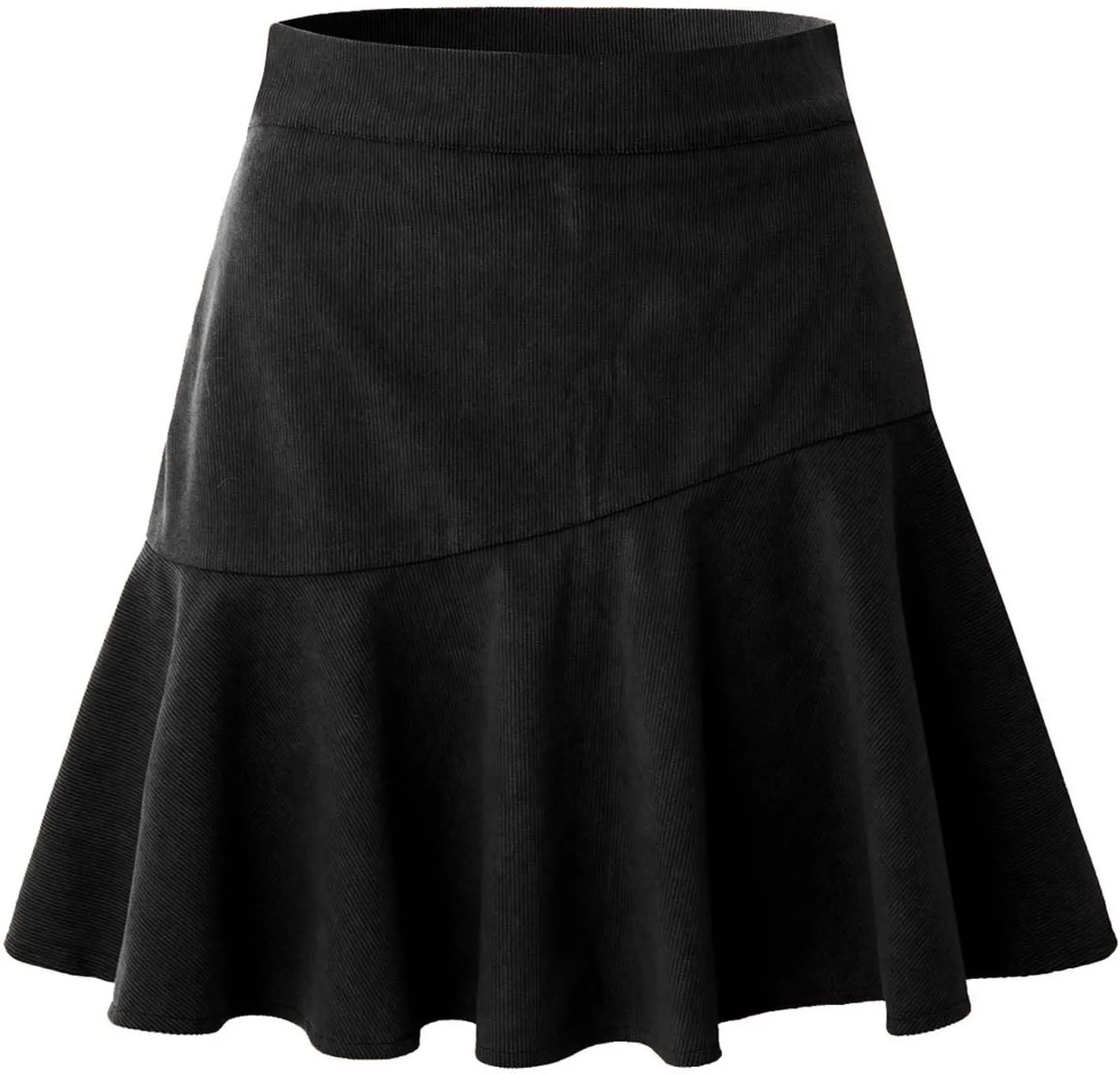 BTDECLAR Women's Corduroy Mini Skirt High Waisted Zip Up Pleated A Line Short Skater Skirt Casual Fall Spring Flared Skirts