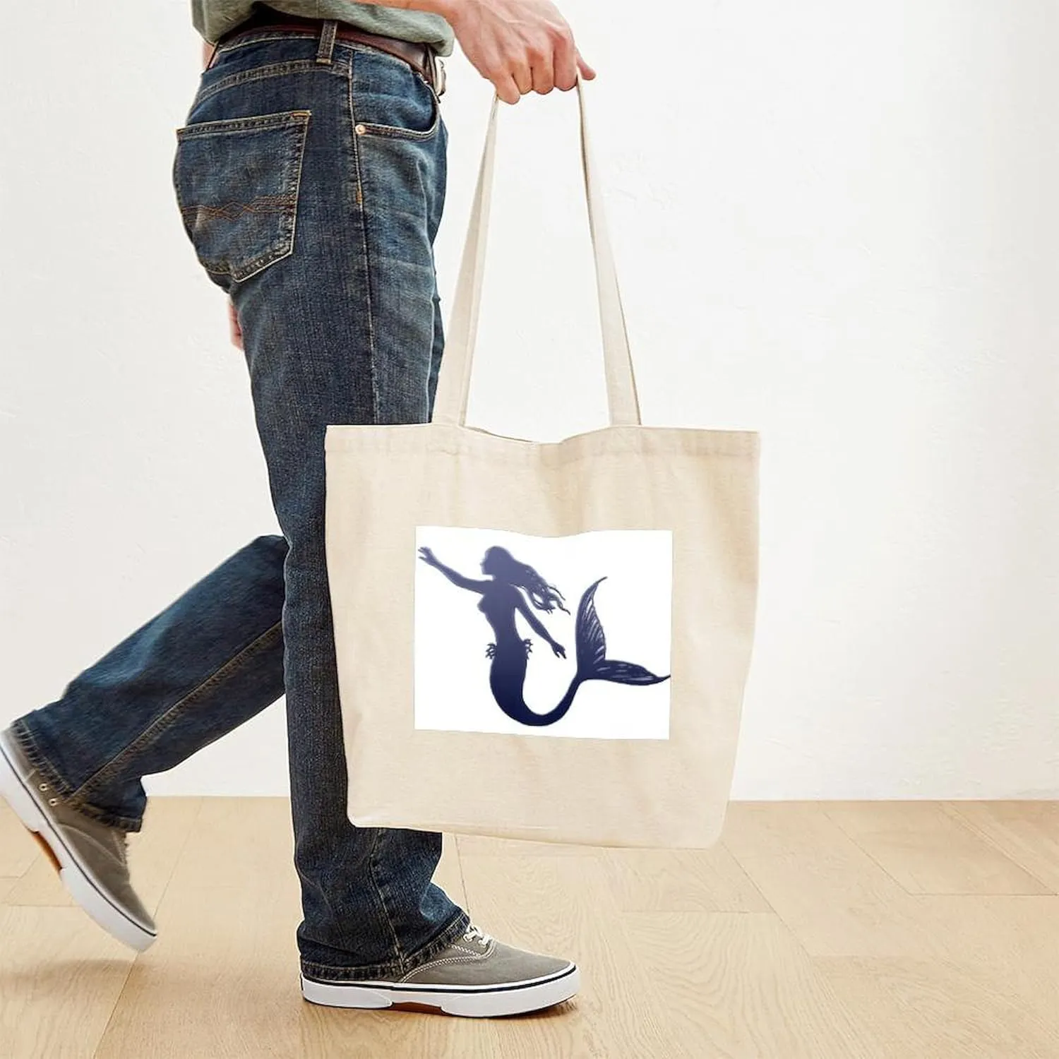 CafePress Mermaid Tote Bag Reusable Natural Beige Canvas Shopping Bag