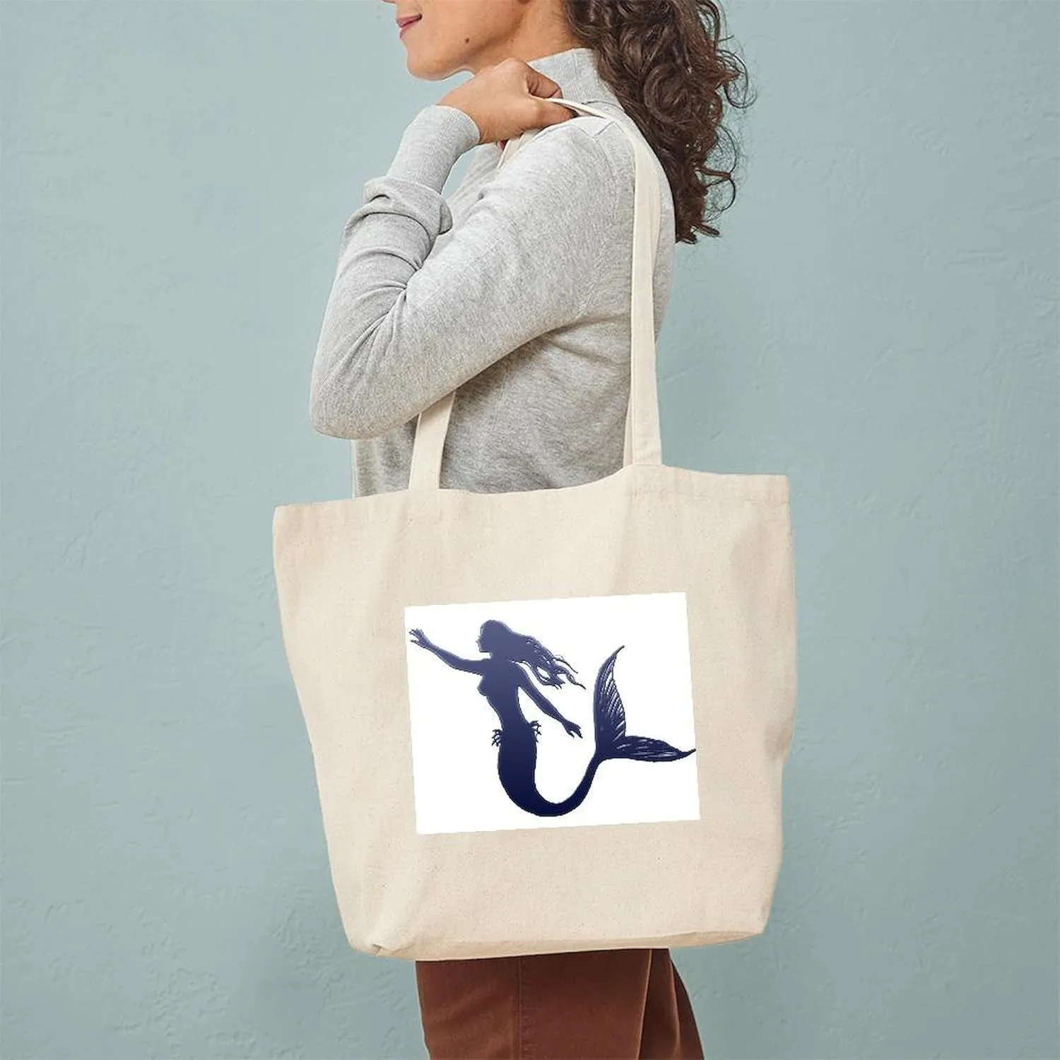 CafePress Mermaid Tote Bag Reusable Natural Beige Canvas Shopping Bag