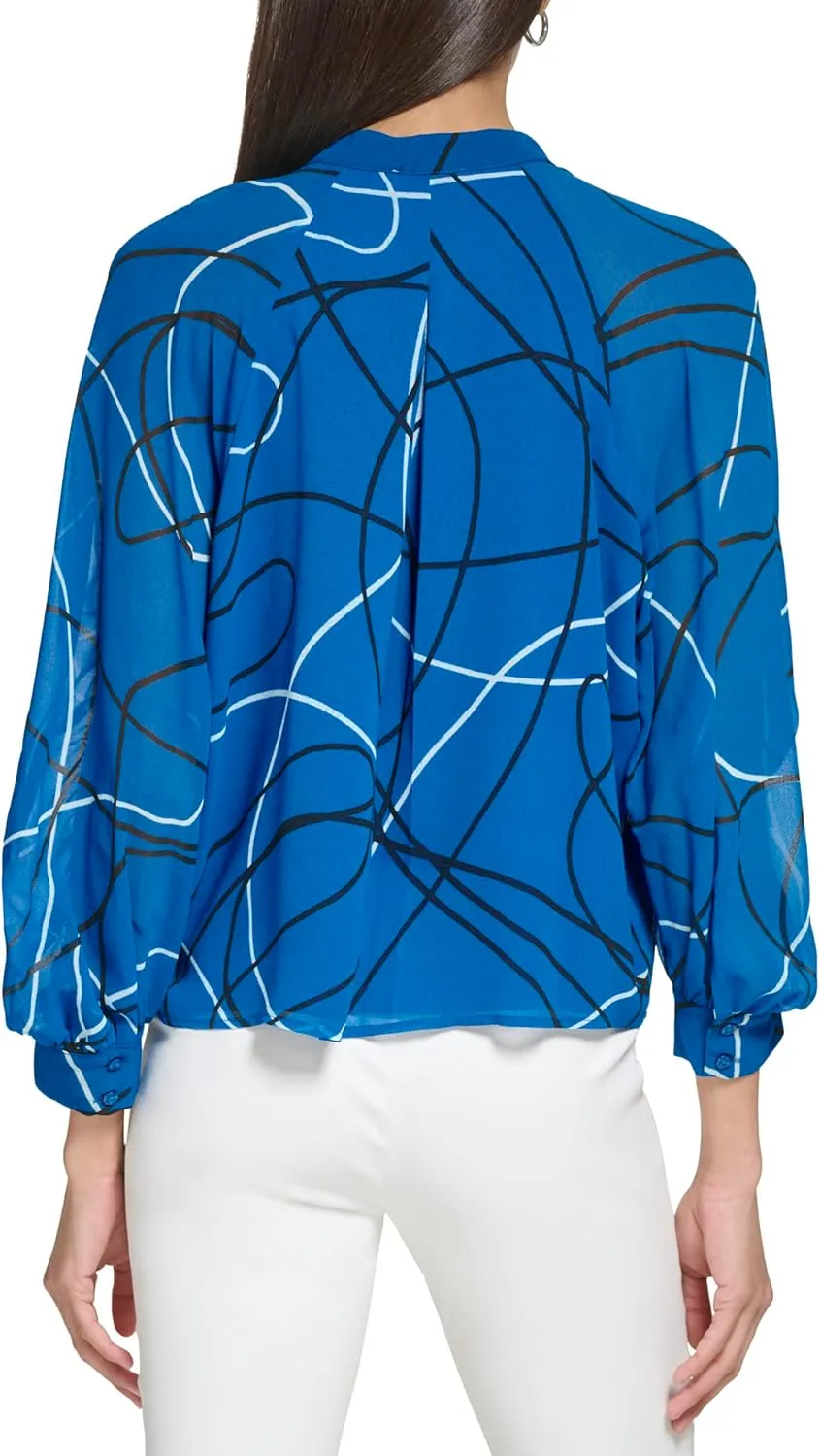 Calvin Klein Women's Button Front Long Sleeve Blouse