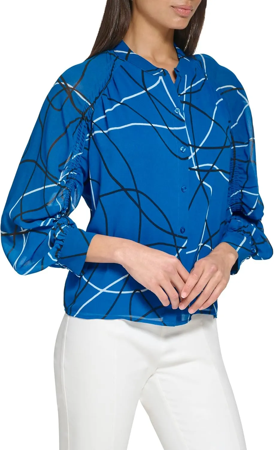 Calvin Klein Women's Button Front Long Sleeve Blouse
