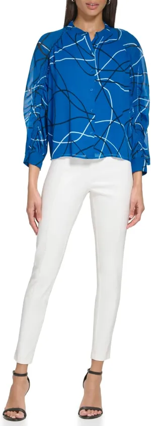 Calvin Klein Women's Button Front Long Sleeve Blouse