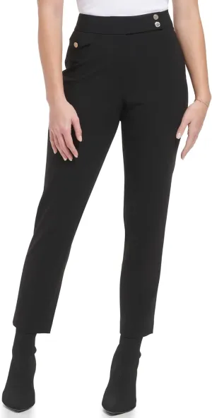 Calvin Klein Women's Everyday Straight Two Button Tab Lux Stretch Trouser