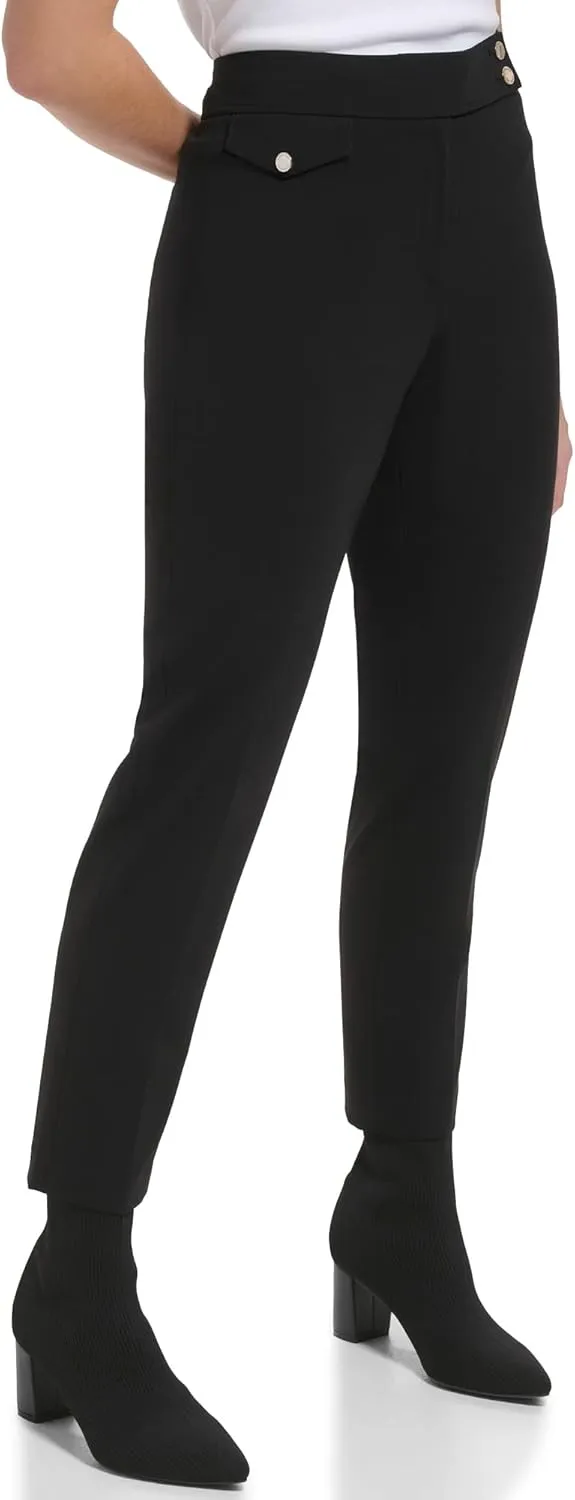 Calvin Klein Women's Everyday Straight Two Button Tab Lux Stretch Trouser