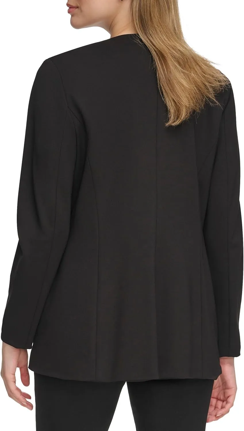 Calvin Klein Women's Lightweight Ponte V Neck Utilitarian Pockets Jacket (Standard and Plus Size)