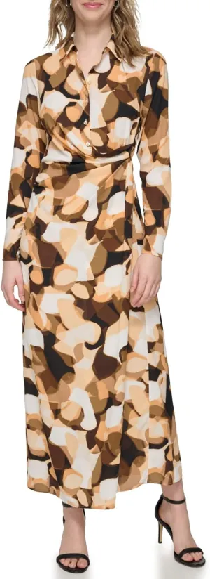 Calvin Klein Women's Printed Faux Wrap Dress