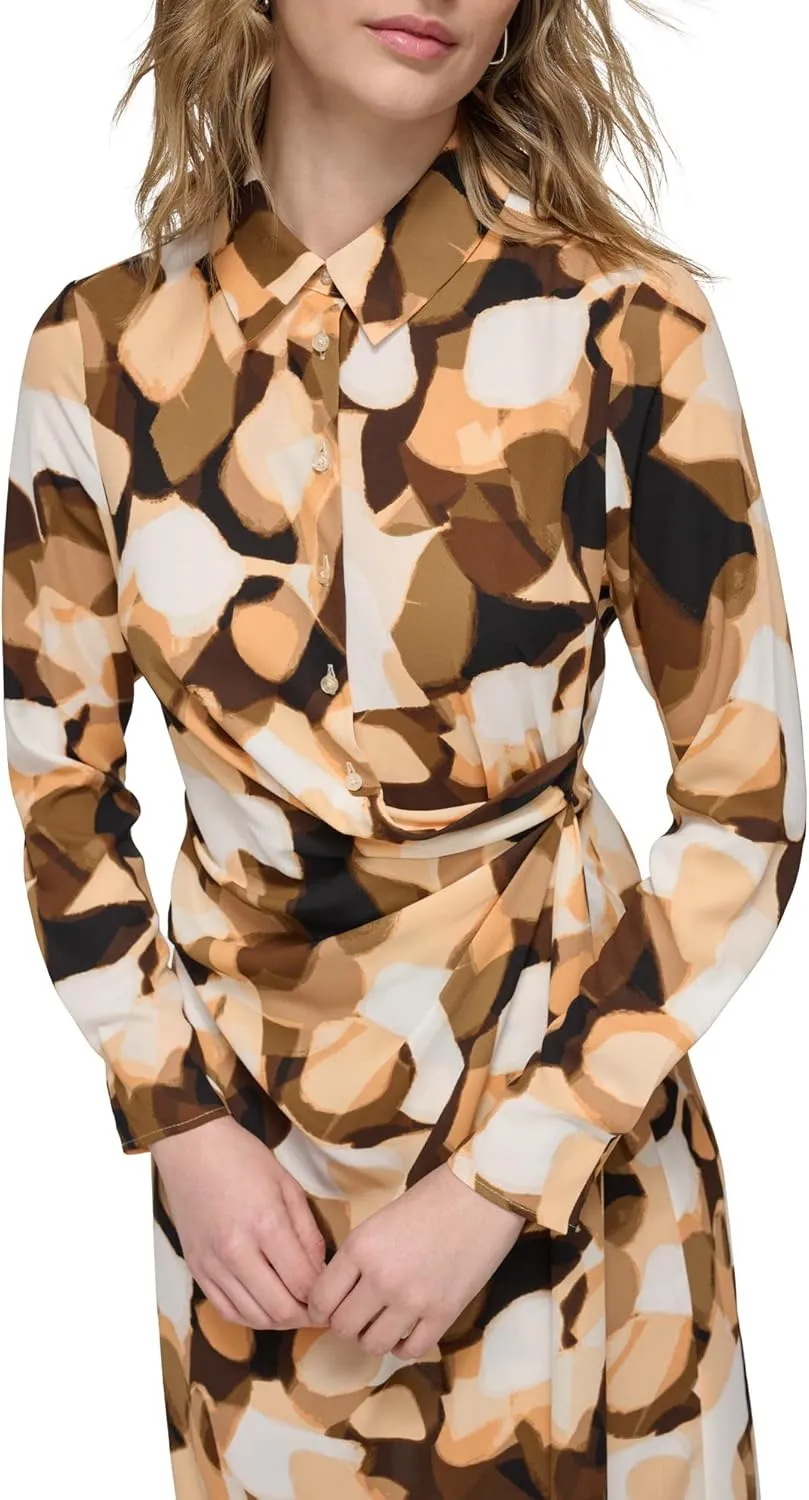 Calvin Klein Women's Printed Faux Wrap Dress