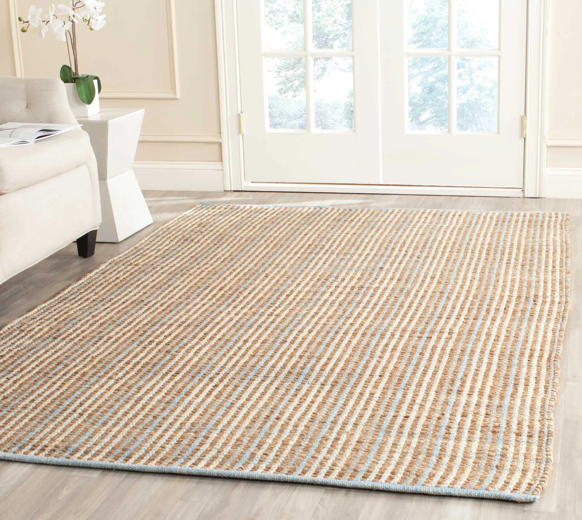 Cape Cod Natural/Light Blue Area Rug