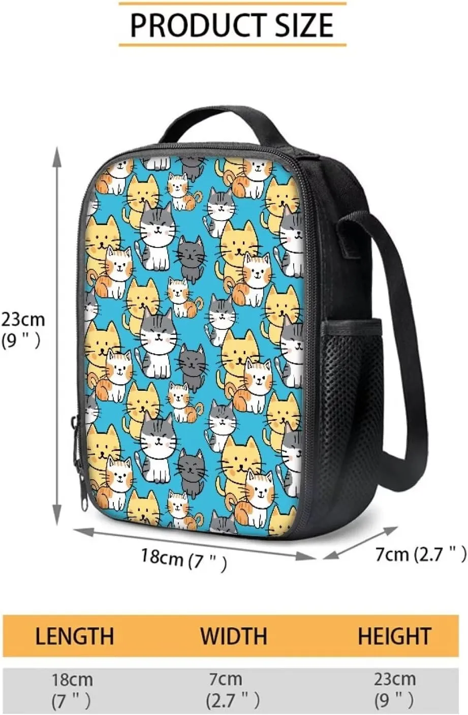 Cat Bookbag for Girls Lunch Bag and Pencil Case Set Cute Pencil Cases Lunch Box with Zipper Pockets School Bag with Laptop Compartment