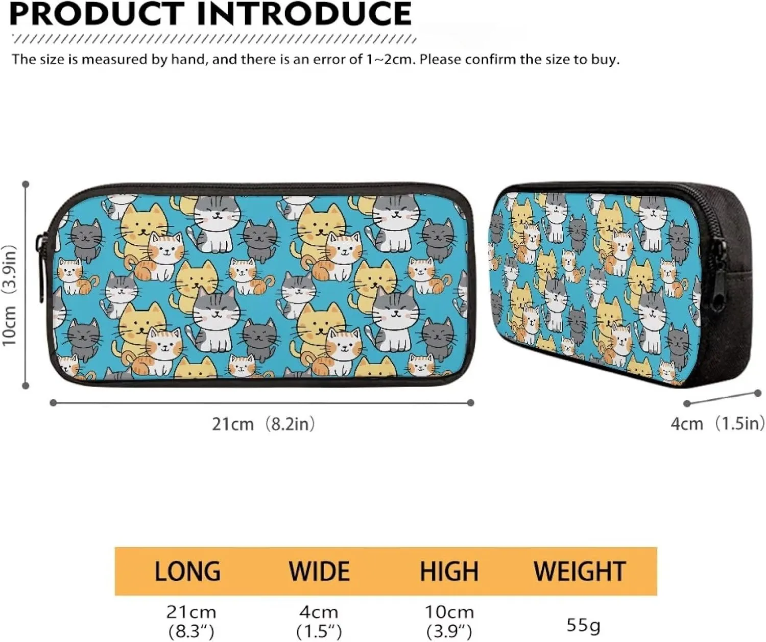 Cat Bookbag for Girls Lunch Bag and Pencil Case Set Cute Pencil Cases Lunch Box with Zipper Pockets School Bag with Laptop Compartment