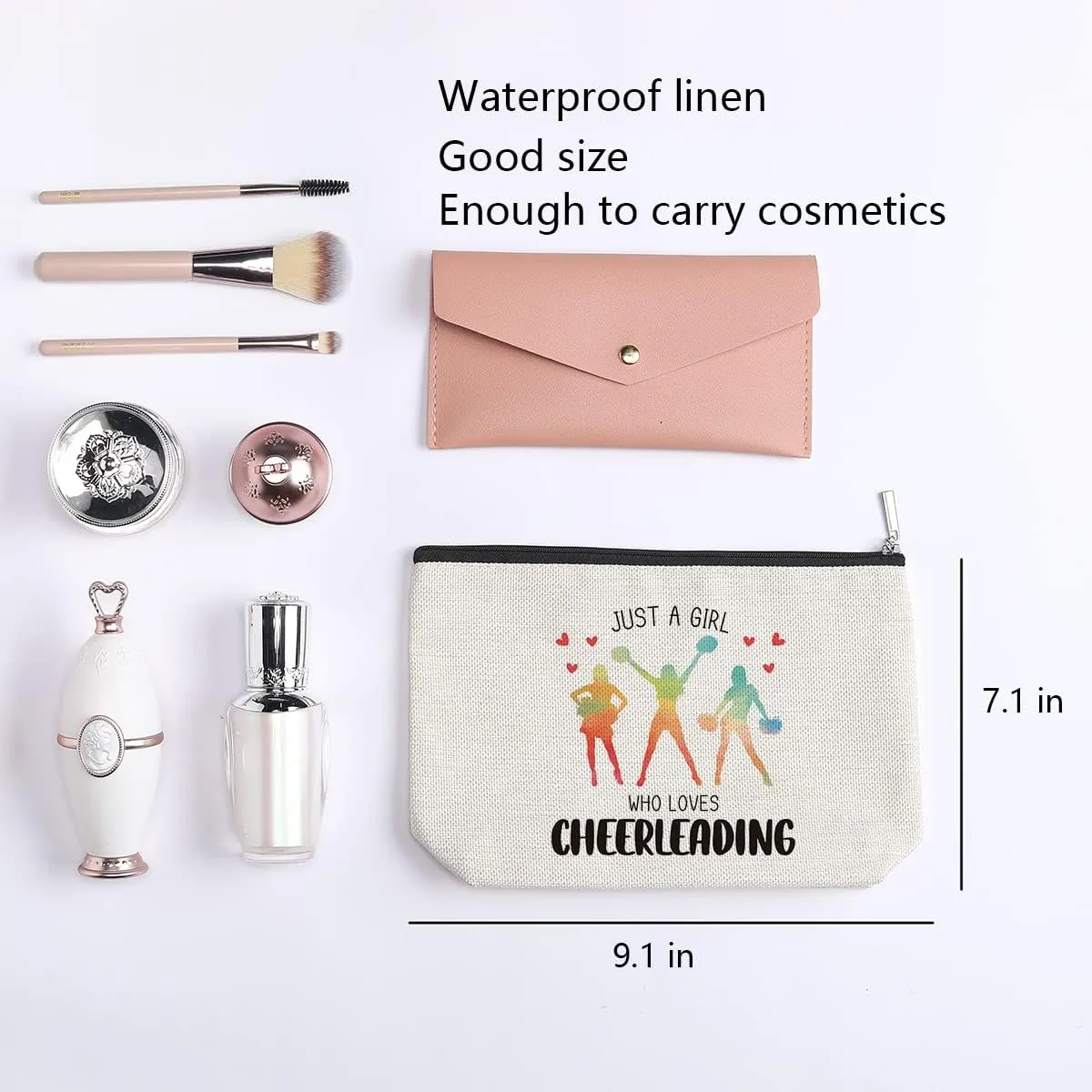 Cheer Stuff Cheer Bag Cheerleader Gifts Cheerleading Accessories for Cheerleader Birthday Friendship Gifts for Her Female Friend Makeup Bag