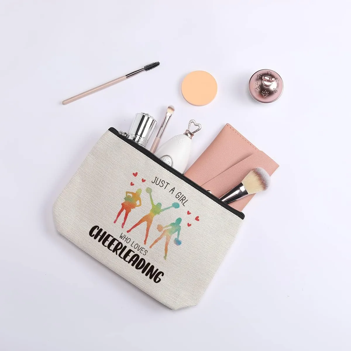 Cheer Stuff Cheer Bag Cheerleader Gifts Cheerleading Accessories for Cheerleader Birthday Friendship Gifts for Her Female Friend Makeup Bag