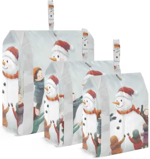 Children Snowman 3 Set Travel Packing Cubes For Suitcases Foldable Closet Storage Bag Travel Storage Bag Clothes Organizers And Storage