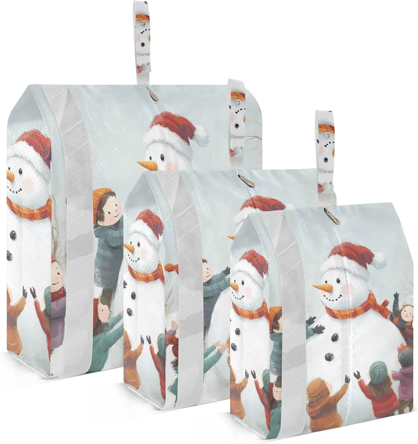 Children Snowman 3 Set Travel Packing Cubes For Suitcases Foldable Closet Storage Bag Travel Storage Bag Clothes Organizers And Storage