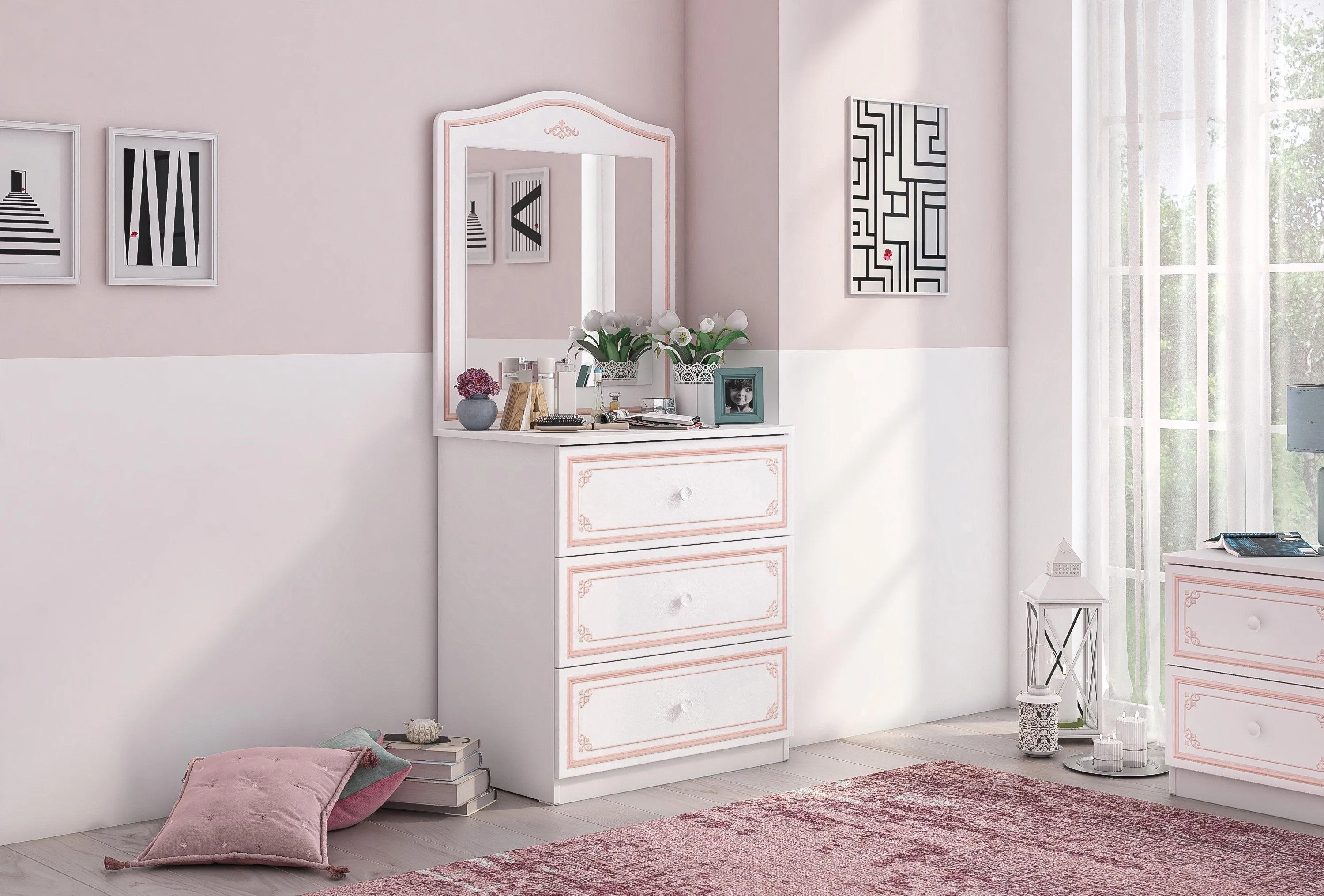 Cilek Selena Pink Dresser Mirror Only (Fits dresser and large dresser)