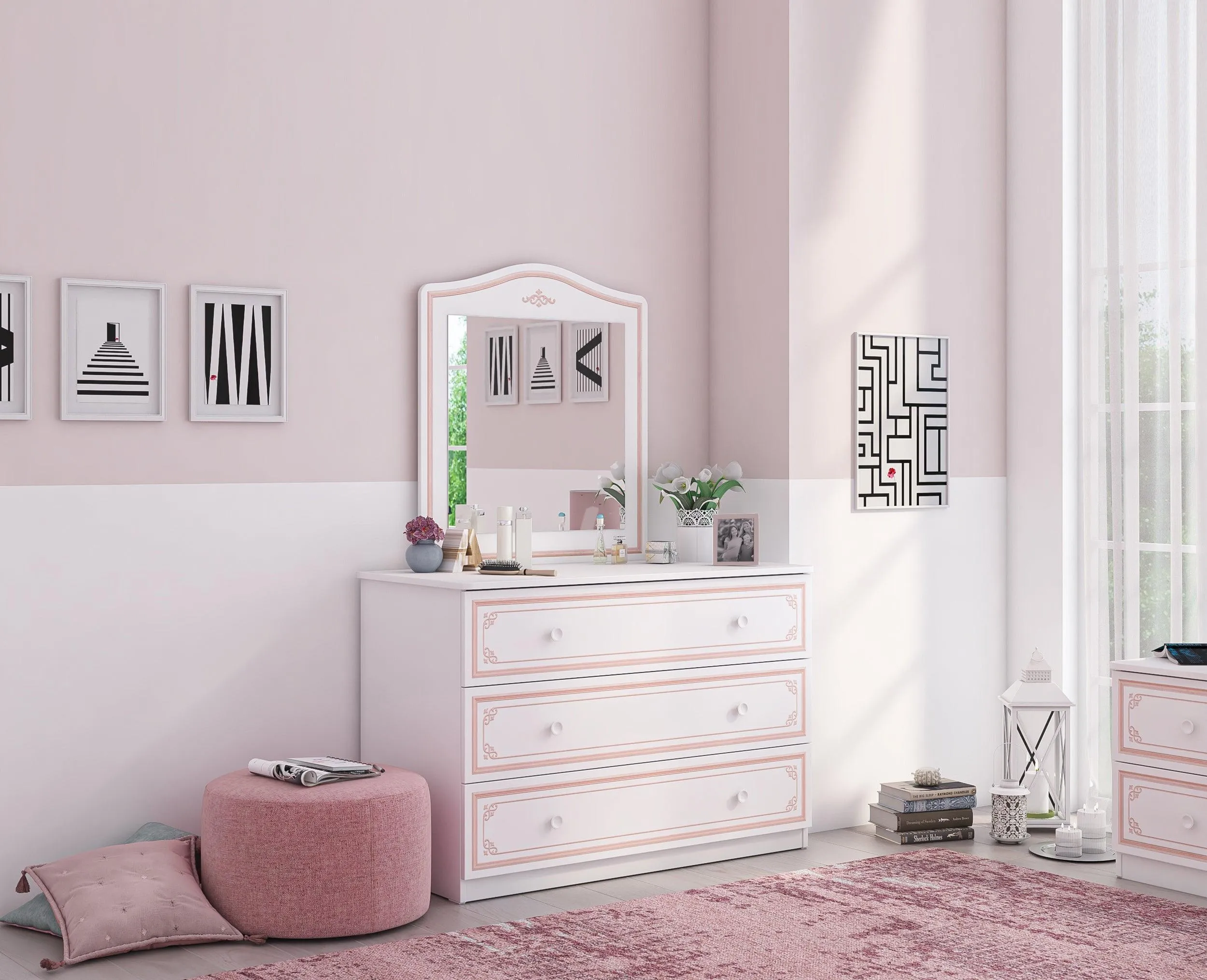 Cilek Selena Pink Dresser Mirror Only (Fits dresser and large dresser)