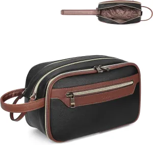 CLUCI Toiletry Bag Travel Bag with Hanging Hook Leather Makeup Cosmetic Bag Travel Organizer for Accessories Shampoo Container Toiletries